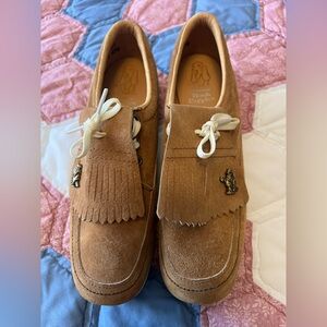 Vintage Hush Puppies Woman’s Tan Suede Tassel Golf Shoes